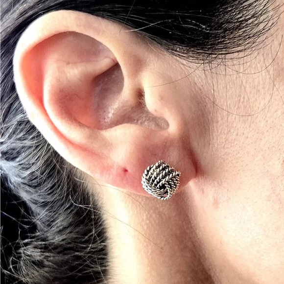 Authentic Tiffany & Co. Sterling Silver 925 Twist Love Somerset Knot Earrings - Picture 7 of 9